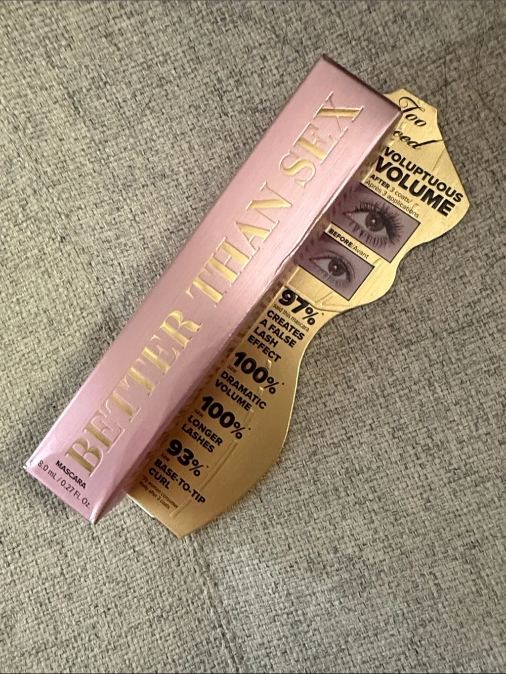 NWT  Too Faced Better Than Sex Volumizing Mascara | Full Size. Black